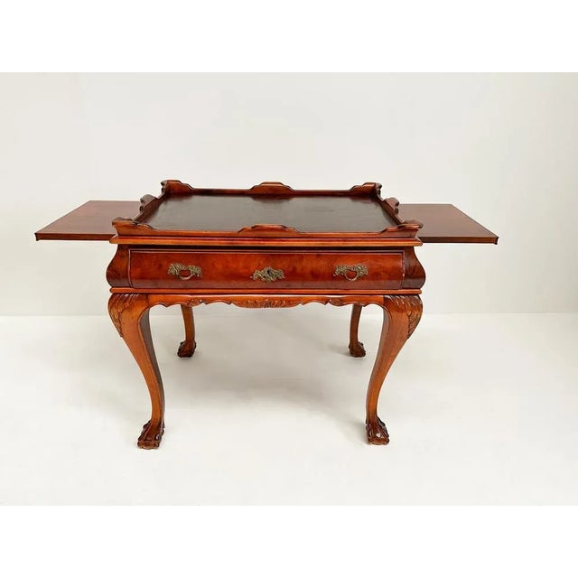 Antique Chippendale Tea Table in Burr Walnut For Sale - Image 5 of 9
