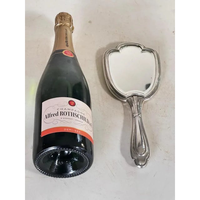 Art Deco Silver Beveled Hand Mirror, France, 1940s For Sale - Image 9 of 10