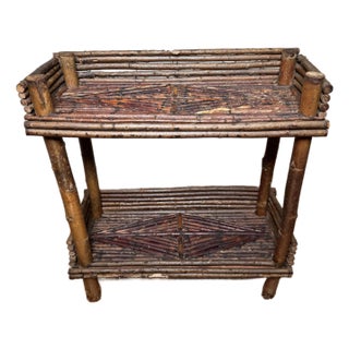 Antique Adirondack Twig Two Tiered Side Table For Sale