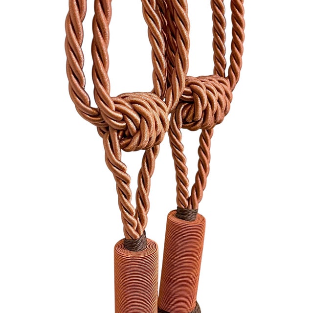 Late 20th Century Pair Vintage French Passementerie Art Deco Asian Style Tassel Drapery Tiebacks in Terracotta and Gold For Sale - Image 5 of 7