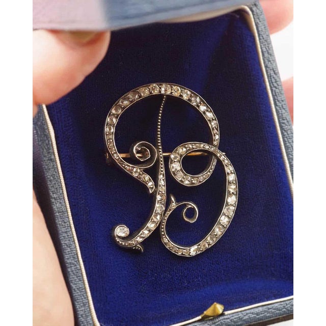 Diamond Letter B Brooch For Sale - Image 3 of 6