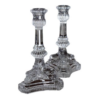 Vintage Tiffany & Co. Pair of Dragon Motif Candlesticks in Crystal Glass For Sale
