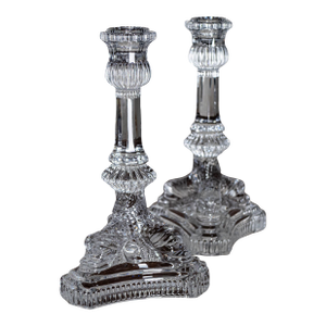 Vintage Tiffany & Co. Pair of Dragon Motif Candlesticks in Crystal Glass