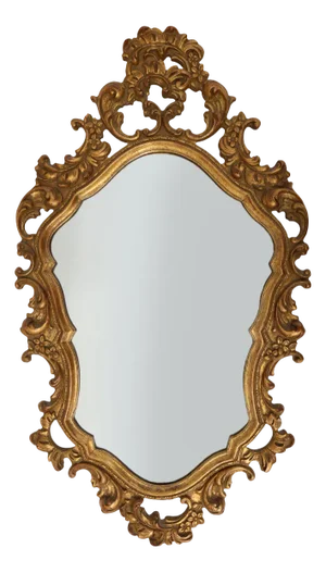 Baroque Oval Wall Mirror in Gilded Wood, France, 1950s