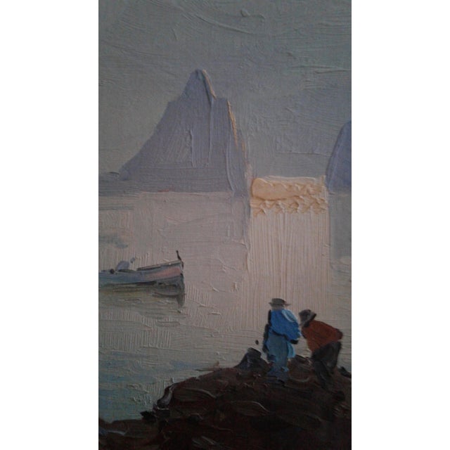 Coastal Mid 20th Century Italian Coastal Landscape "Lagoon" Original Oil Painting Signed Bruno Di Maio For Sale - Image 3 of 4