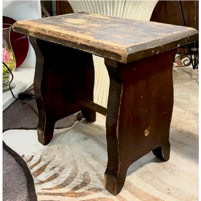 American Primitive American Wood Stool, Bench For Sale - Image 3 of 5