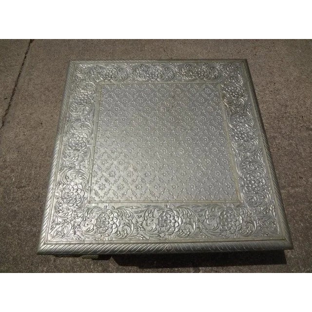 1960s Vintage Anglo-Indian Silver Metal Clad Table For Sale - Image 5 of 8