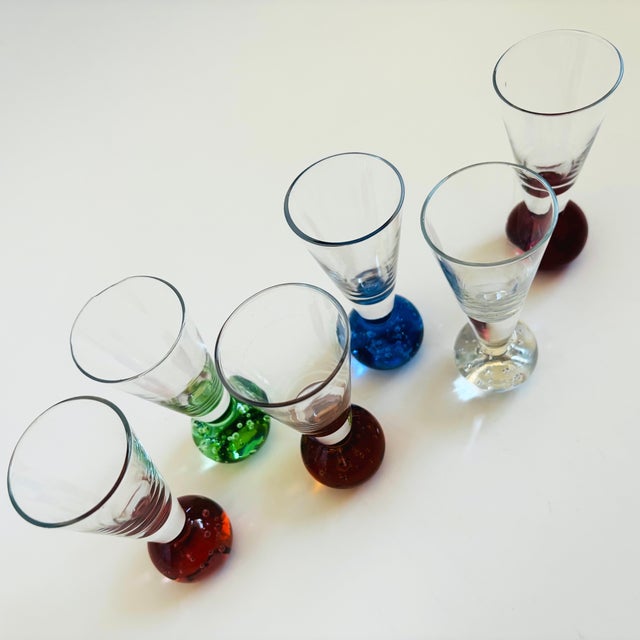 Colorful Postmodern Art Glass Cordials - Set of 6 For Sale - Image 11 of 11