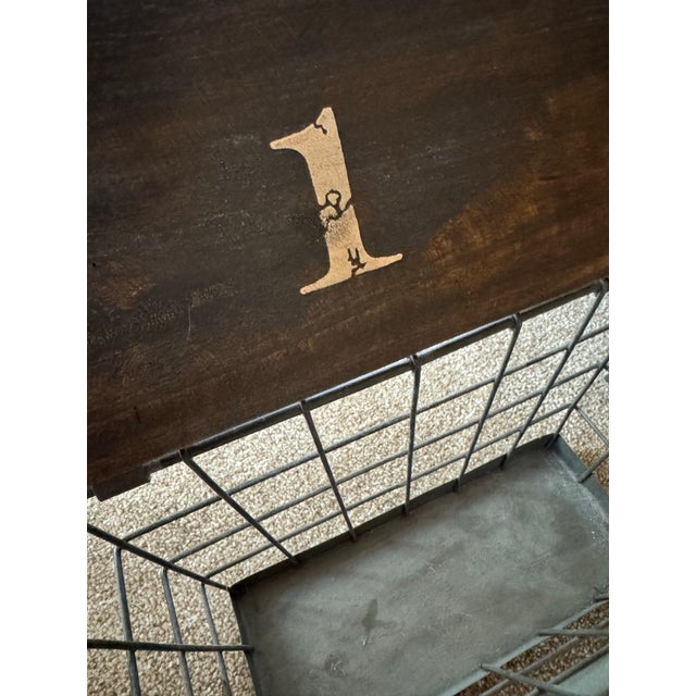 Coffee Pottery Barn Rustic Industrial 4-Basket Wall Organizer With Numbered Wood Backboard For Sale - Image 8 of 12