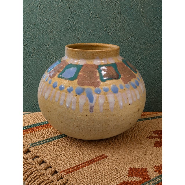 Contemporary Late 20th Century Lisa Koch Signed Studio Art Pottery Abstract Glazed Vase For Sale - Image 3 of 7
