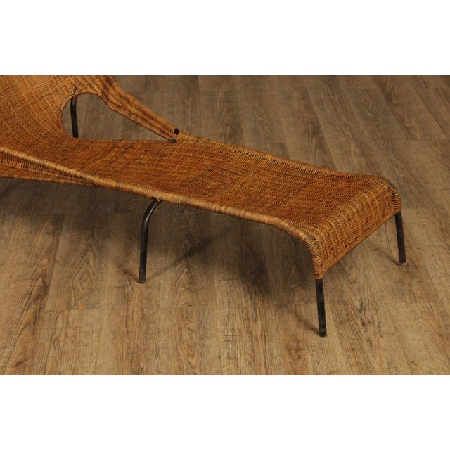 Wood Francis Mair Attributed Mid Century Modern Wicker Lounge Chair For Sale - Image 7 of 18