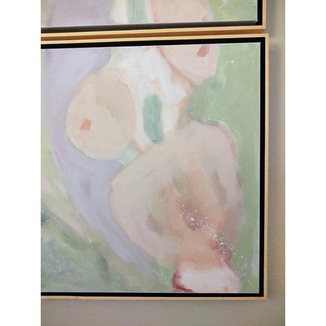 "Conception" Contemporary Abstract Figurative Acrylic Diptych Painting, Framed - Set of 2 For Sale In Naples, FL - Image 6 of 13