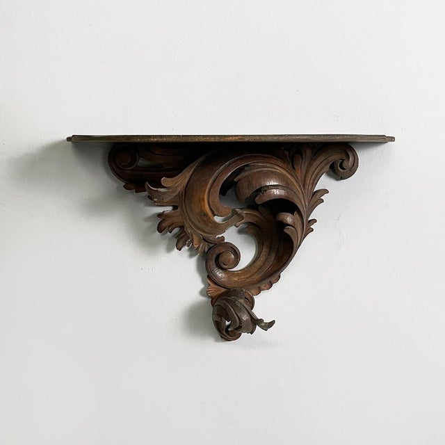 Italian Wall Shelf in Crafted Wood, 1930s For Sale - Image 3 of 18