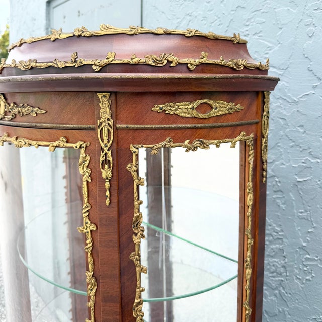 Wood Antique French Louis XV Style Curio Display Cabinet For Sale - Image 7 of 12