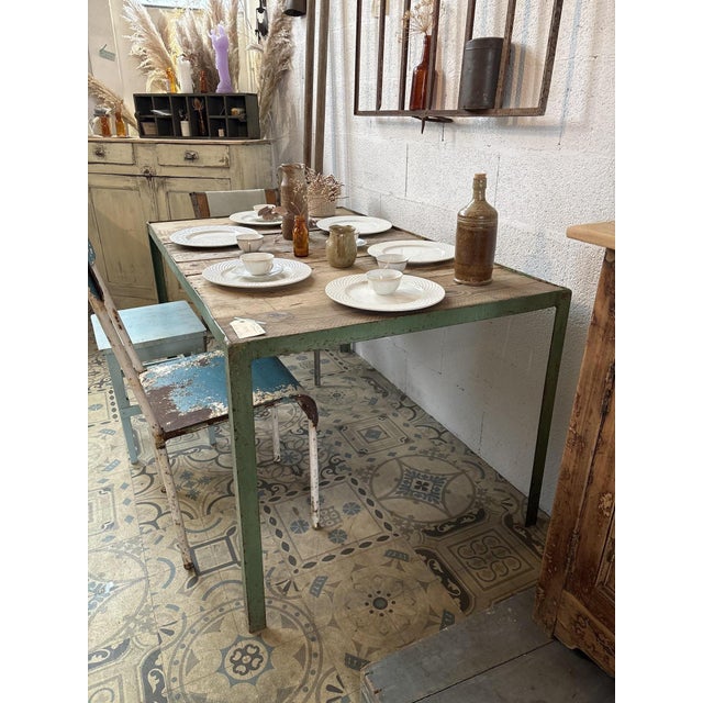 Wood Metal and Wood Dining Table, 1950s For Sale - Image 7 of 11