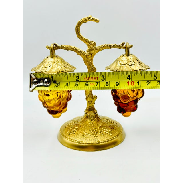 Mid 20th Century Taj Importing Co. Golden & Amber Glass Hanging Grapes Salt & Pepper Shakers For Sale - Image 11 of 12