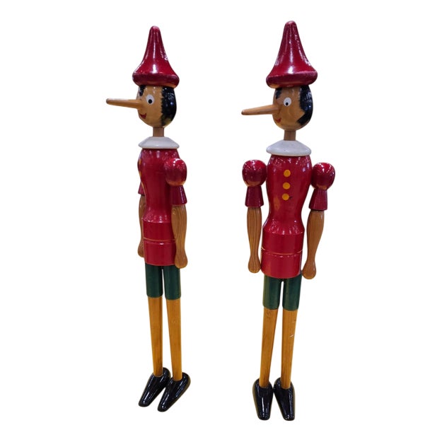 Wooden Pinocchio Dolls by Gio Galetti, Italy, 1970s, Set of 2 For Sale