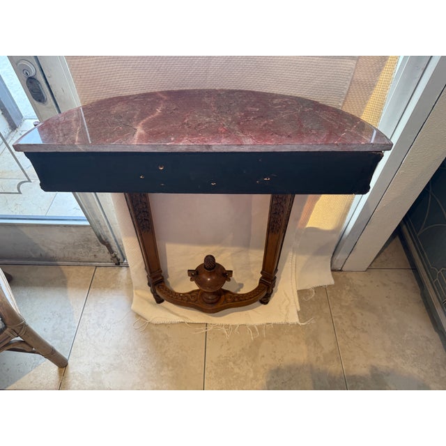 Mid 20th Century French Louis XVI Style Marble Top Wall Mounted Console Table For Sale - Image 13 of 16