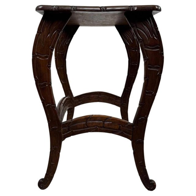 Wood Antique English Carved Mahogany Side Table, 1900s For Sale - Image 7 of 10