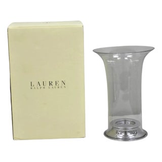 Ralph Lauren "Ella" Lauren Glass Fluted Hurricane Lamp Candle Holder Ae200/043 For Sale