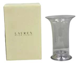 Ralph Lauren "Ella" Lauren Glass Fluted Hurricane Lamp Candle Holder Ae200/043
