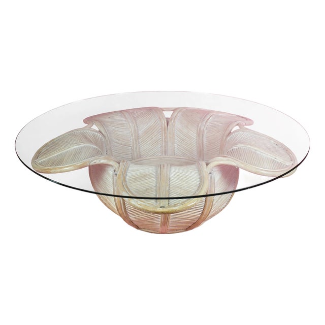 Late 20th Century Large Blonde Pencil Reed Swivel Coffee Table For Sale