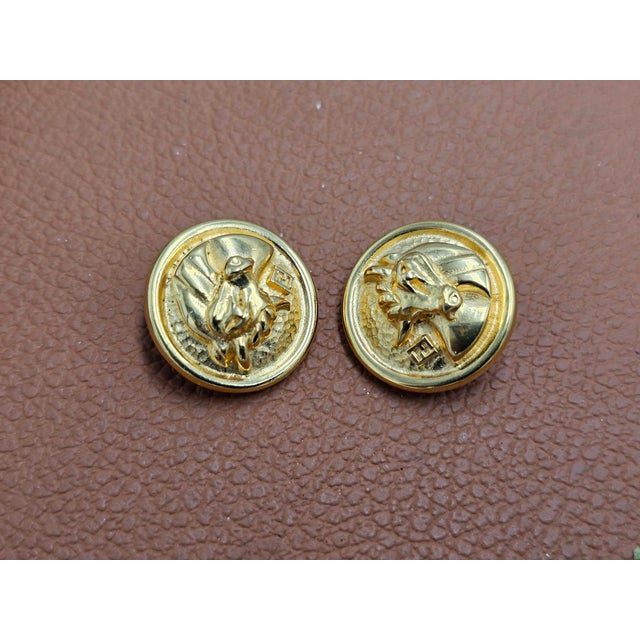 Vintage Clip-On Earrings with Zodiac Taurus from Fendi, 1980s, Set of 2 For Sale - Image 7 of 9