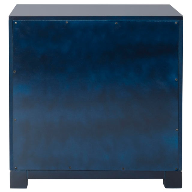 2020s Three Drawer Greek Key Nightstand in Navy For Sale - Image 5 of 11
