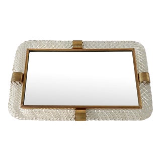 Barovier & Toso Twist Murano Glass and Brass Tray For Sale