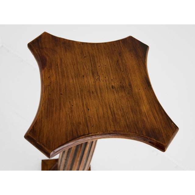 Early 20th Century Walnut Fluted Column Pedestal or Plant Stand, c.1940 For Sale - Image 14 of 16