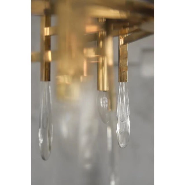 Mid-Century Modern Italian Brass & Glass Icicles Chandelier by Gaetano Sciolari, 1970s For Sale - Image 3 of 18