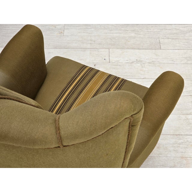 Danish Highback Armchair in Green Furniture Wool, 1960s For Sale - Image 18 of 18