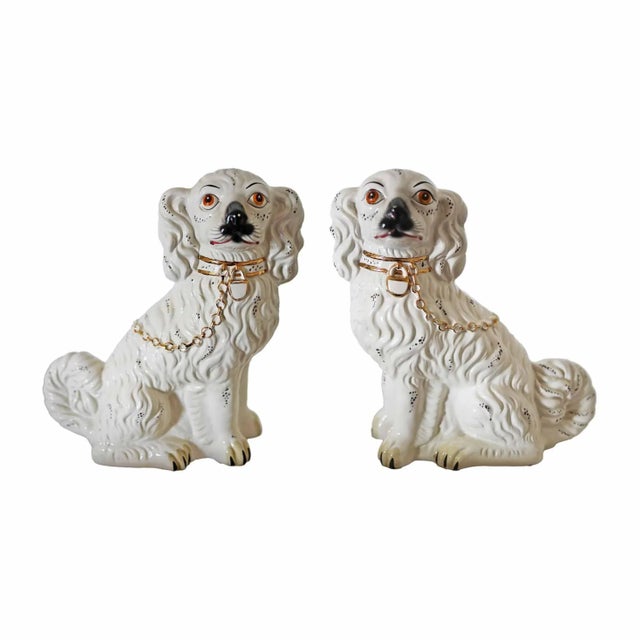 Ceramic Staffordshire Mantel Spaniels - A Pair For Sale - Image 7 of 7