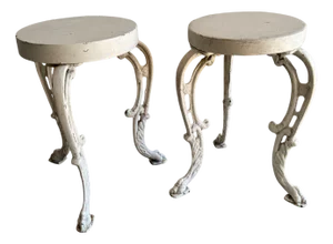 Set of Antique Cast Iron Side Tables, Set of 2