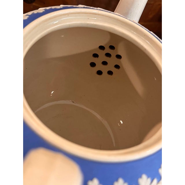Early 20th Century Copeland Spode Jasperware Style Antique Blue and White Teapot For Sale - Image 11 of 13