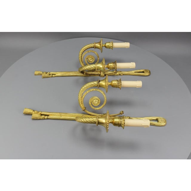 Louis XVI French Two-Arm Ribbon, Knot and Tassel Sconces, 1910s, Set of 2 For Sale - Image 10 of 18