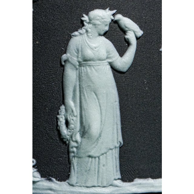 19th Century Beautiful Neoclassical Antique 19th Century Wedgwood Black Jasperware Lidded Jar Tobacco Pot Home Decor For Sale - Image 5 of 15