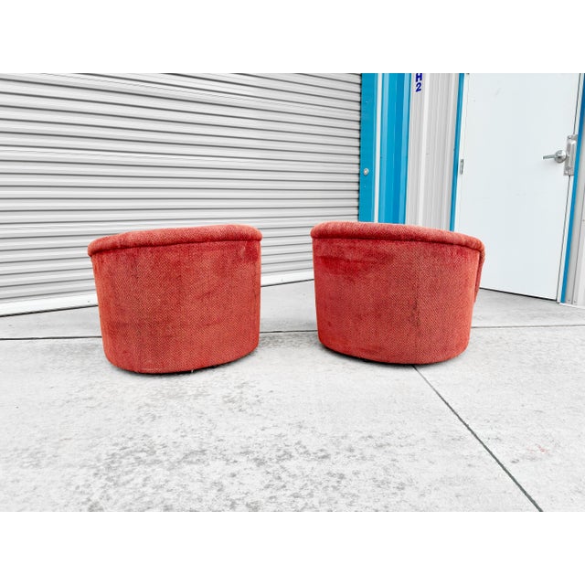 1960s Mid Century Swivel Barrel Chairs Styled After Milo Baughman- Set of 2 For Sale In Los Angeles - Image 6 of 12