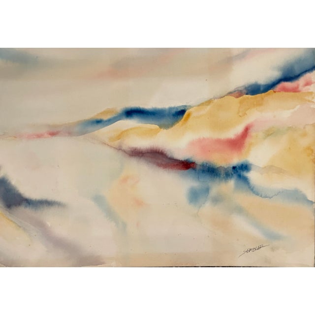 Abstract ethereal beach by Virginia artist Arthur Sembler (1911/12-1979). Watercolor on artist board, signed lower right....