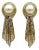 Whiting & Davis Art Deco Style Gold Mesh & Pearl Drop Earrings For Sale