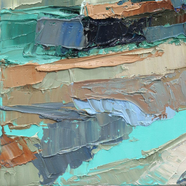 Quarry Landscape - Impasto Abstract Blue Grey Beige Painting Original Artwork by Dana Cowie For Sale - Image 4 of 9