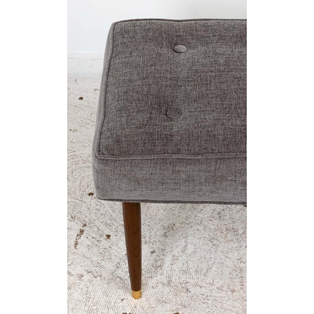 Mid Century Benches With Walnut Legs and Brass Sabots For Sale - Image 10 of 11