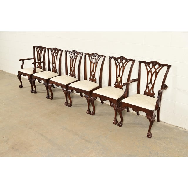 Drexel Heritage Chippendale Carved Mahogany Armchairs, Pair For Sale - Image 12 of 13