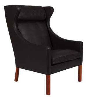Scandinavian Wingback Chair in Teak and Leather attributed to Børge Mogensen for Fredericia