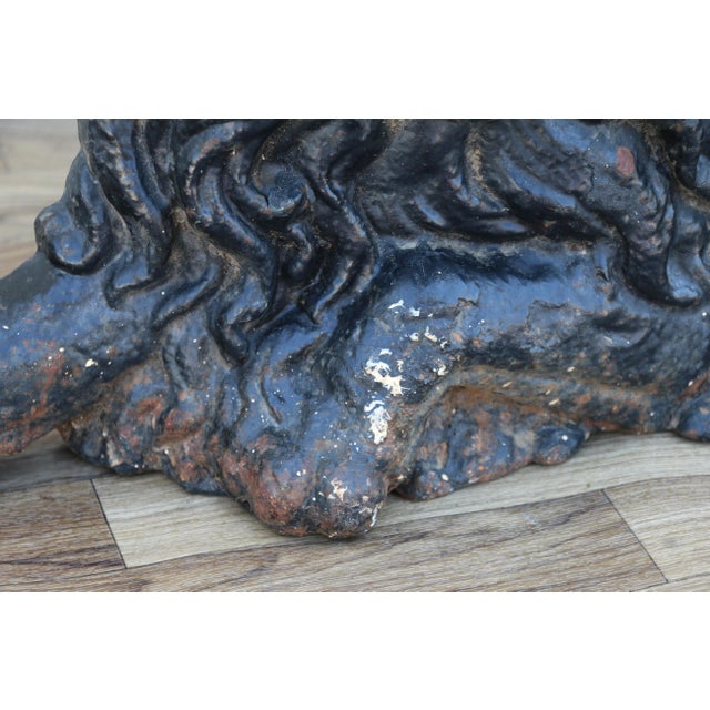 Black 19th Century Antique English Cast Iron Lion Fireplace Andirons | Pair | Victorian Hearth Decor For Sale - Image 8 of 18