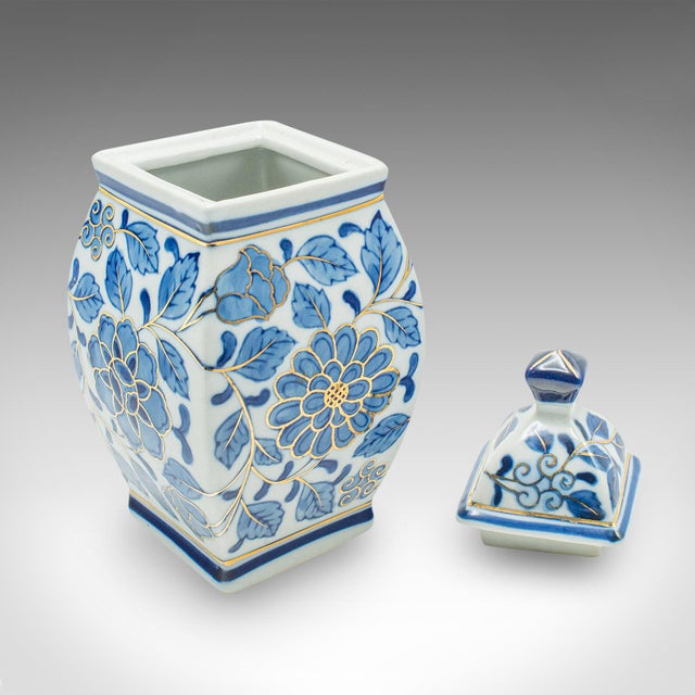 This is a small vintage lidded urn. A Chinese, ceramic spice jar, dating to the late 20th century, circa 1980. Petite of...