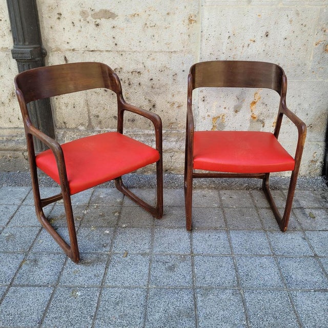 Mid-Century Wooden Traineau Chairs from Baumann, France, 1960s, Set of 2 For Sale - Image 15 of 18