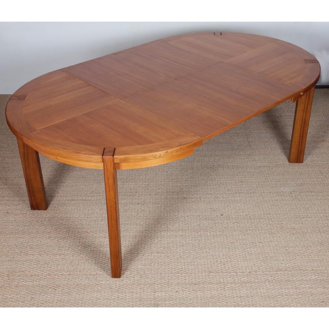 Wood Round Extendable Wooden Dining Table from Monopoly, 1970 For Sale - Image 7 of 8