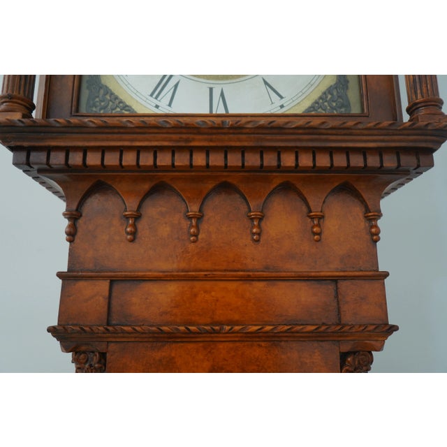 Unusual Burl Walnut Grandfather Hall Clock For Sale - Image 9 of 12