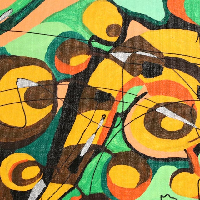 Elena Bissinger Acrylic Abstract Triptych on Canvas "Two Guitars" 2003 For Sale - Image 13 of 15